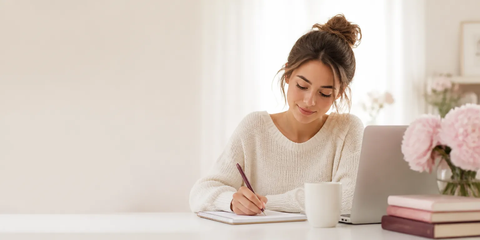 Une élève révise le CAP Esthétique à son bureau
